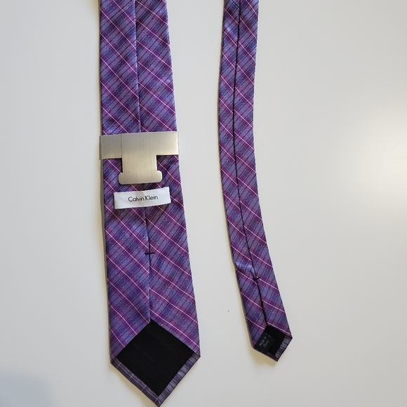 NWT CALVIN KLEIN STEEL PURPLE STRIPE TIE - Picture 3 of 6